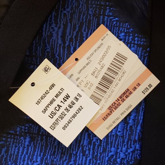 Kasper Womens Blue & Black Lightweight Organza Mixed Texture Jacket w/Skirt. 14W - Picture 11 of 16